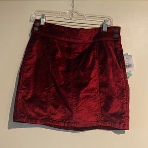 Free People Red Velvet Miniskirt